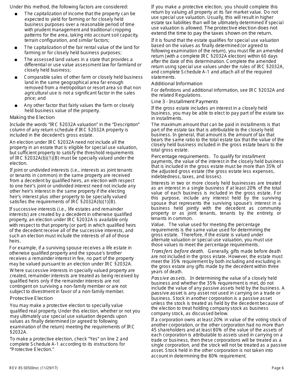 Instructions for Form REV85 0050 Washington State Estate and Transfer Tax Return - Washington, Page 6
