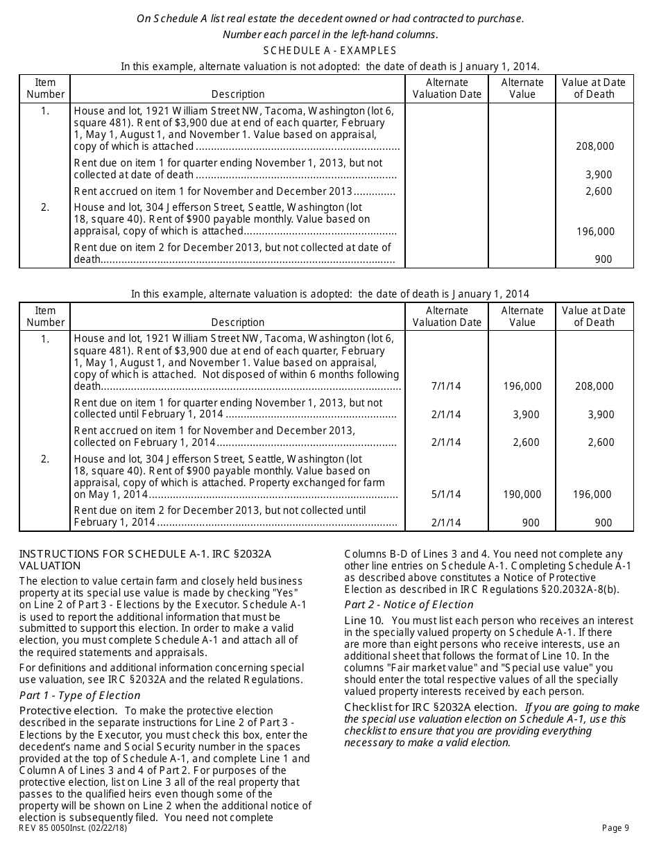 Download Instructions for Form REV85 0050 Washington State Estate and