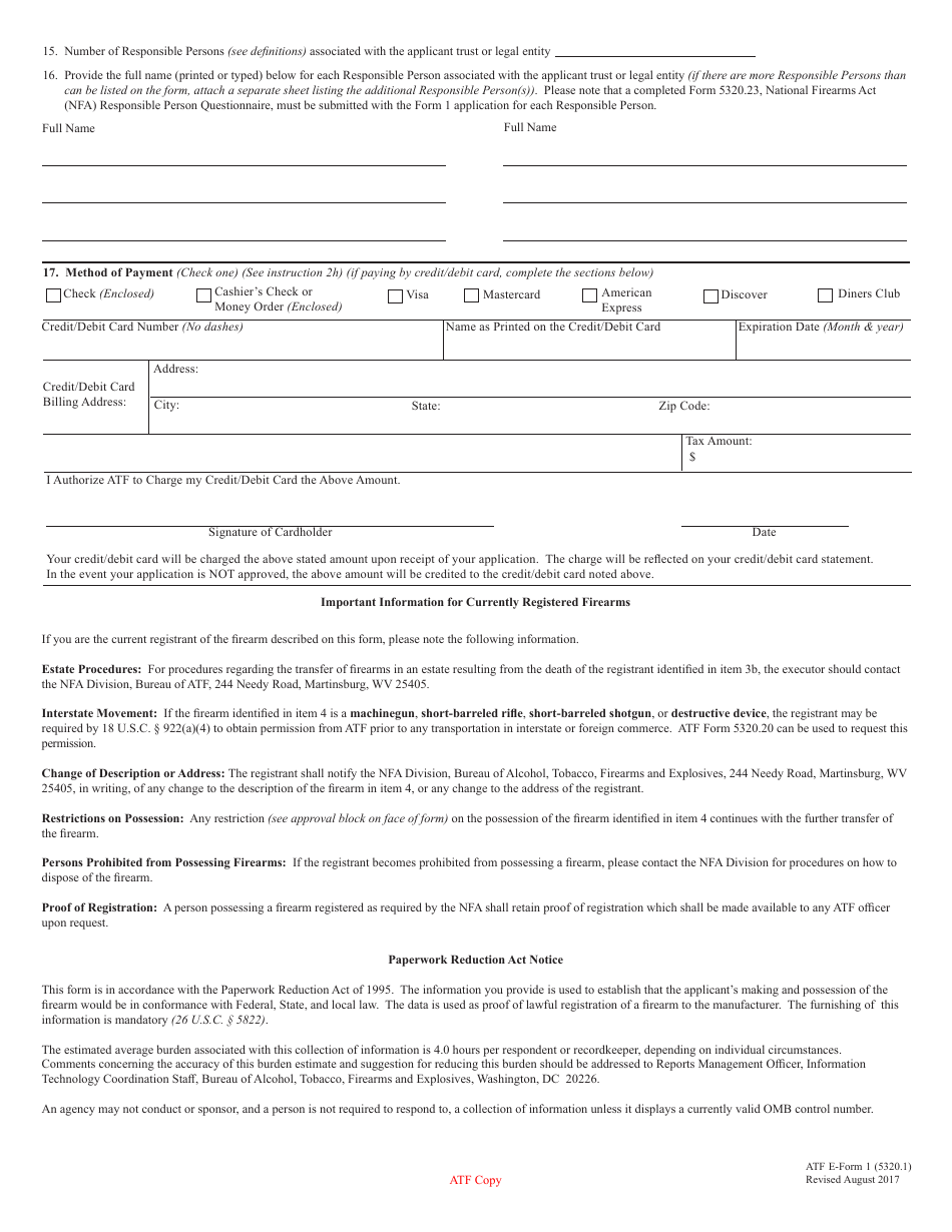 ATF Form 1 (5320.1) Application to Make and Register a Firearm, Page 3