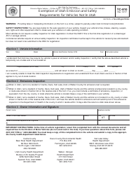 Form TC-810 Exemption of Utah Emission and Safety Requirements for Vehicles Not in Utah - Utah