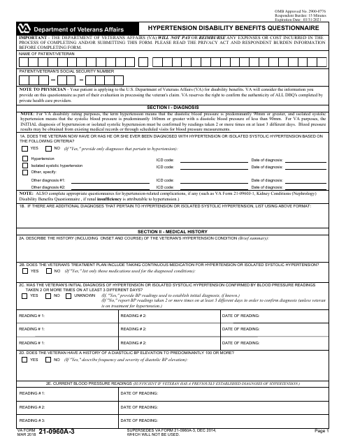 VA Form 21-0960A-3  Printable Pdf