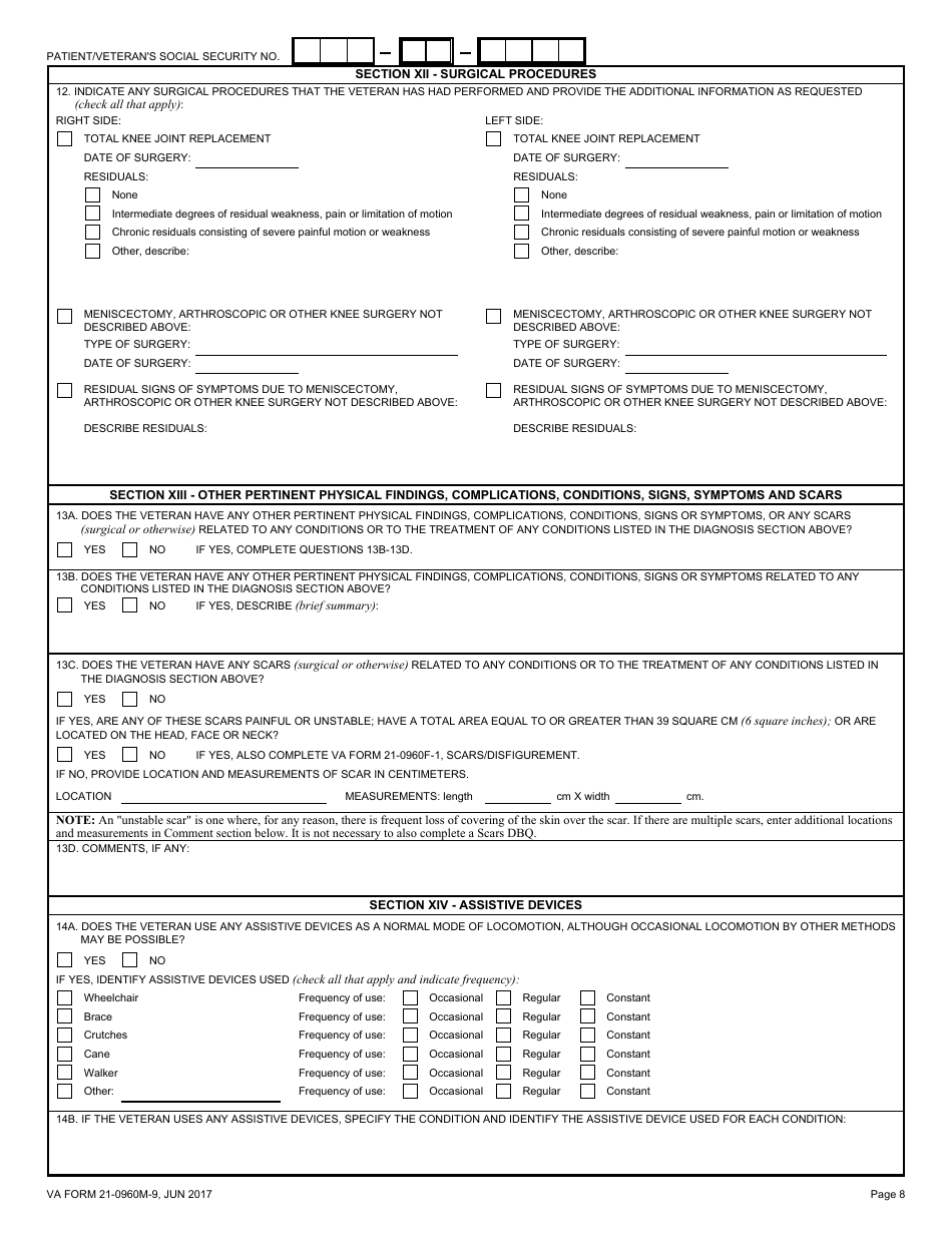 VA Form 21-0960M-9 Knee and Lower Leg Conditions Disability Benefits Questionnaire, Page 8