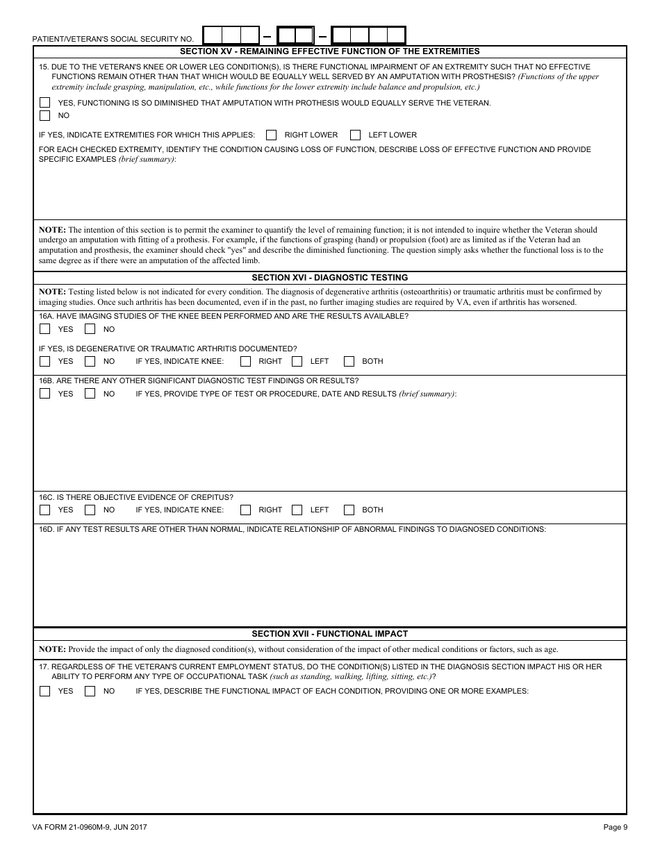 VA Form 21-0960M-9 Knee and Lower Leg Conditions Disability Benefits Questionnaire, Page 9