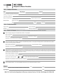 Form NC-5500 Request to Waive Penalties - North Carolina
