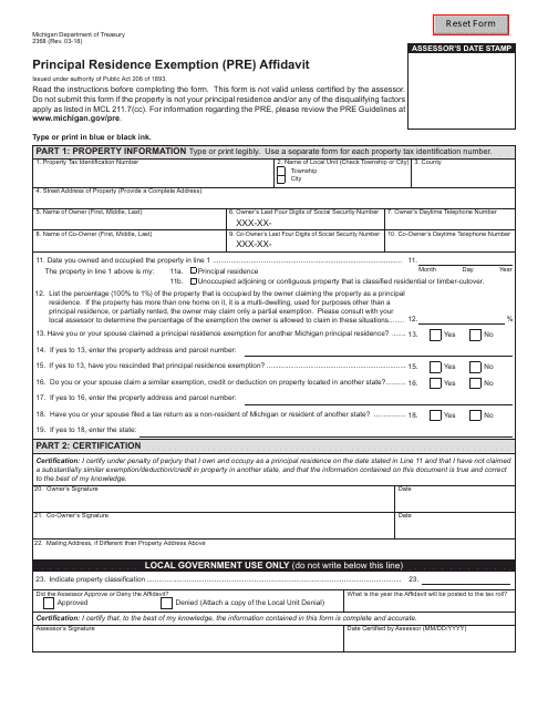 form-2368-download-fillable-pdf-or-fill-online-principal-residence