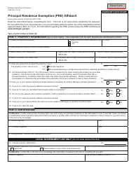 Form 2368 Principal Residence Exemption (Pre) Affidavit - Michigan