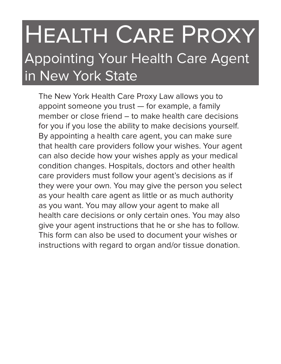 Form 1430 Health Care Proxy - New York, Page 1