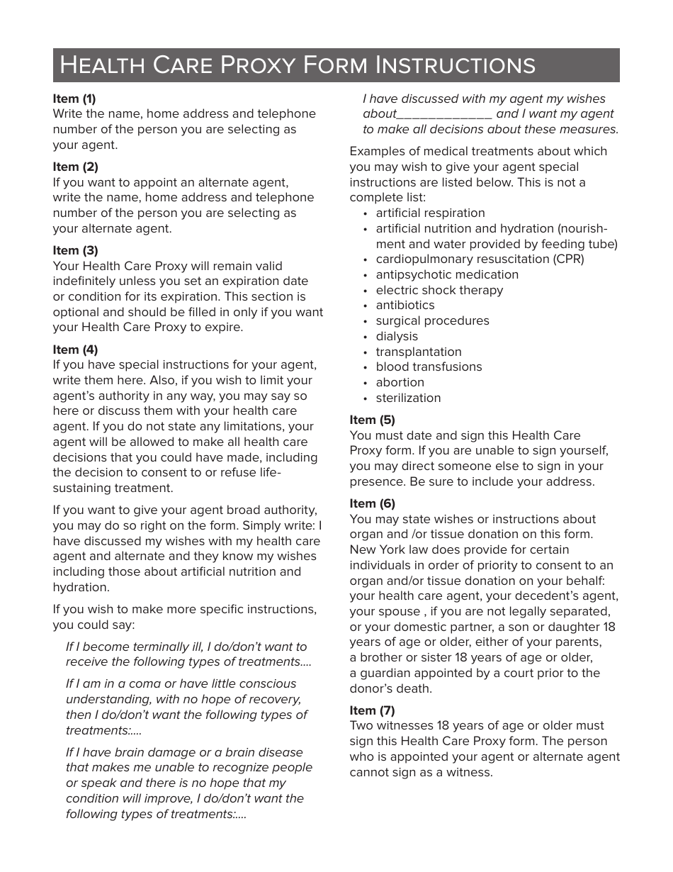 Form 1430 Health Care Proxy - New York, Page 6