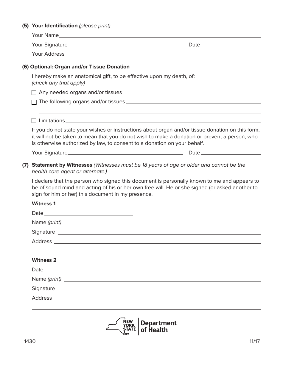 Form 1430 Health Care Proxy - New York, Page 8