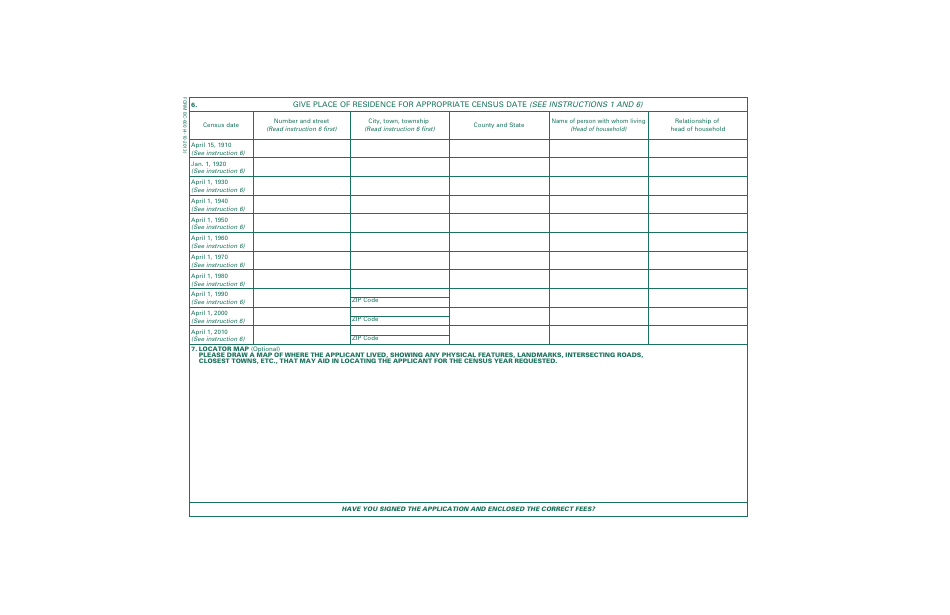 Form BC-600 Application for Search of Census Records, Page 4