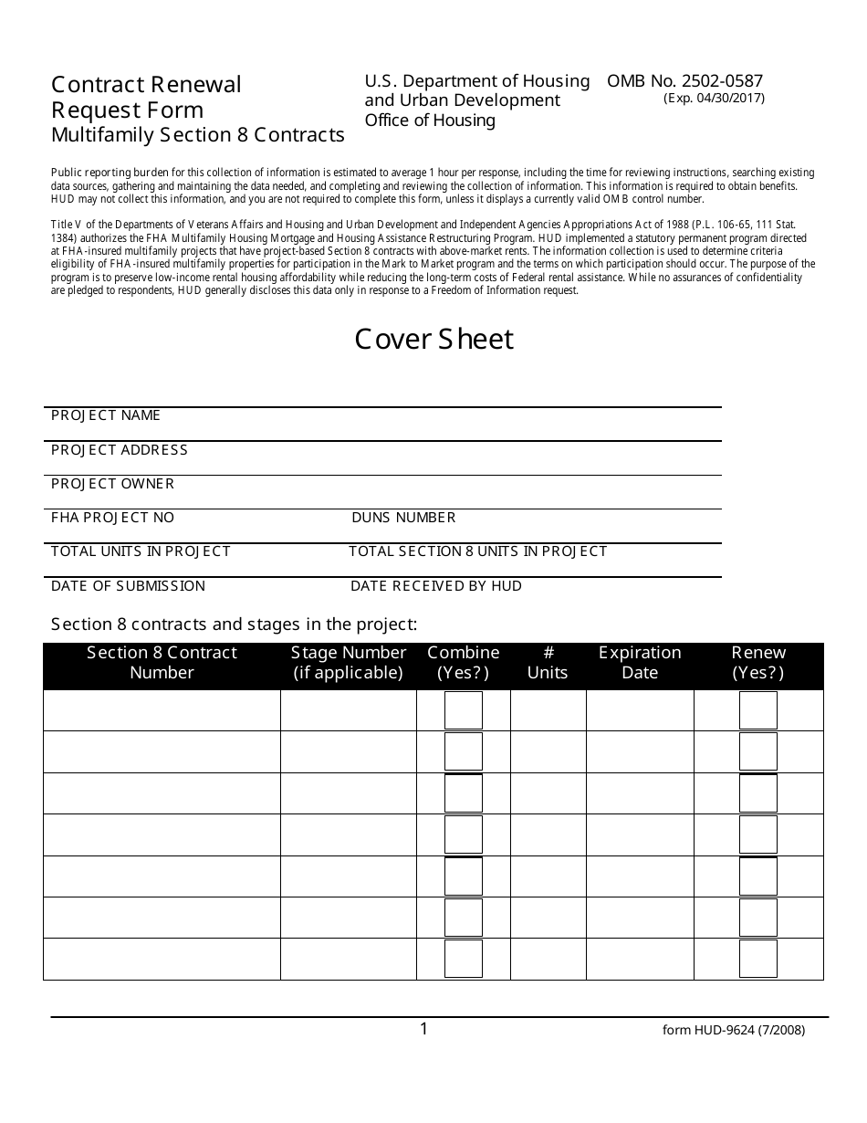 Form HUD-9624 - Fill Out, Sign Online And Download Fillable PDF ...