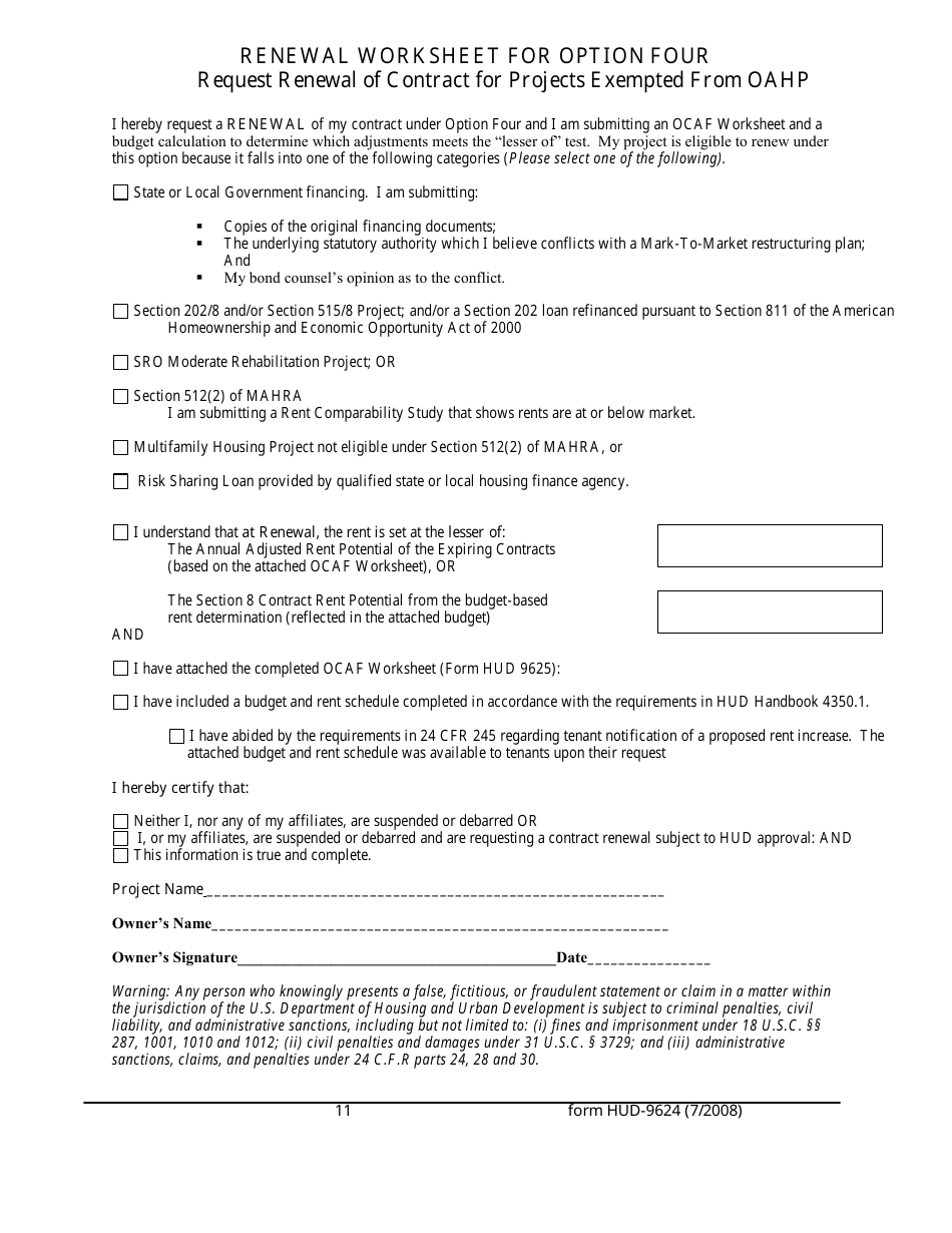 Form HUD-9624 - Fill Out, Sign Online And Download Fillable PDF ...