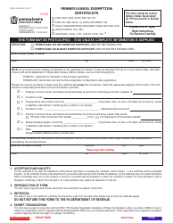 Form REV-1220 (AS+) Pennsylvania Exemption Certificate - Pennsylvania