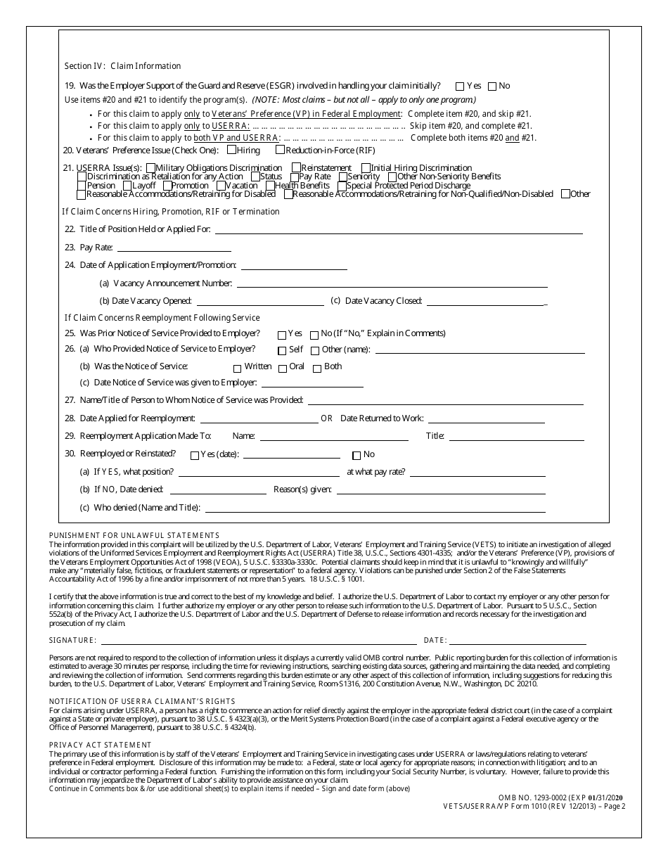 ETA Form 1010 - Fill Out, Sign Online and Download Fillable PDF ...