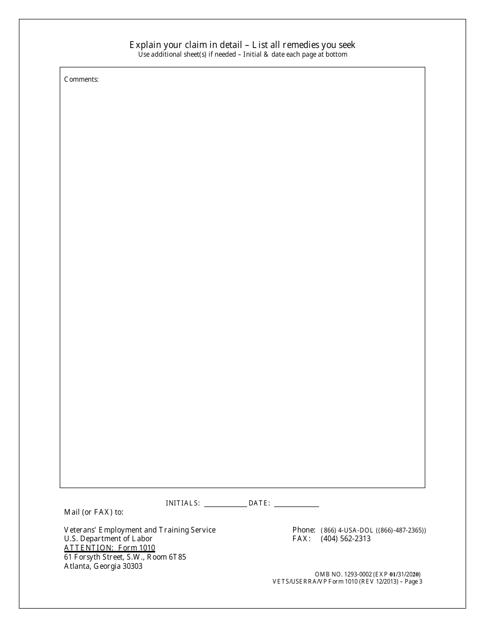 ETA Form 1010 Eligibility Data Form, Page 3