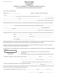 Document preview: Form 78003 Power of Attorney to Transfer Motor Vehicle - Mississippi