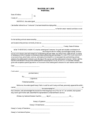 Waiver of Lien Partial Form - Indiana