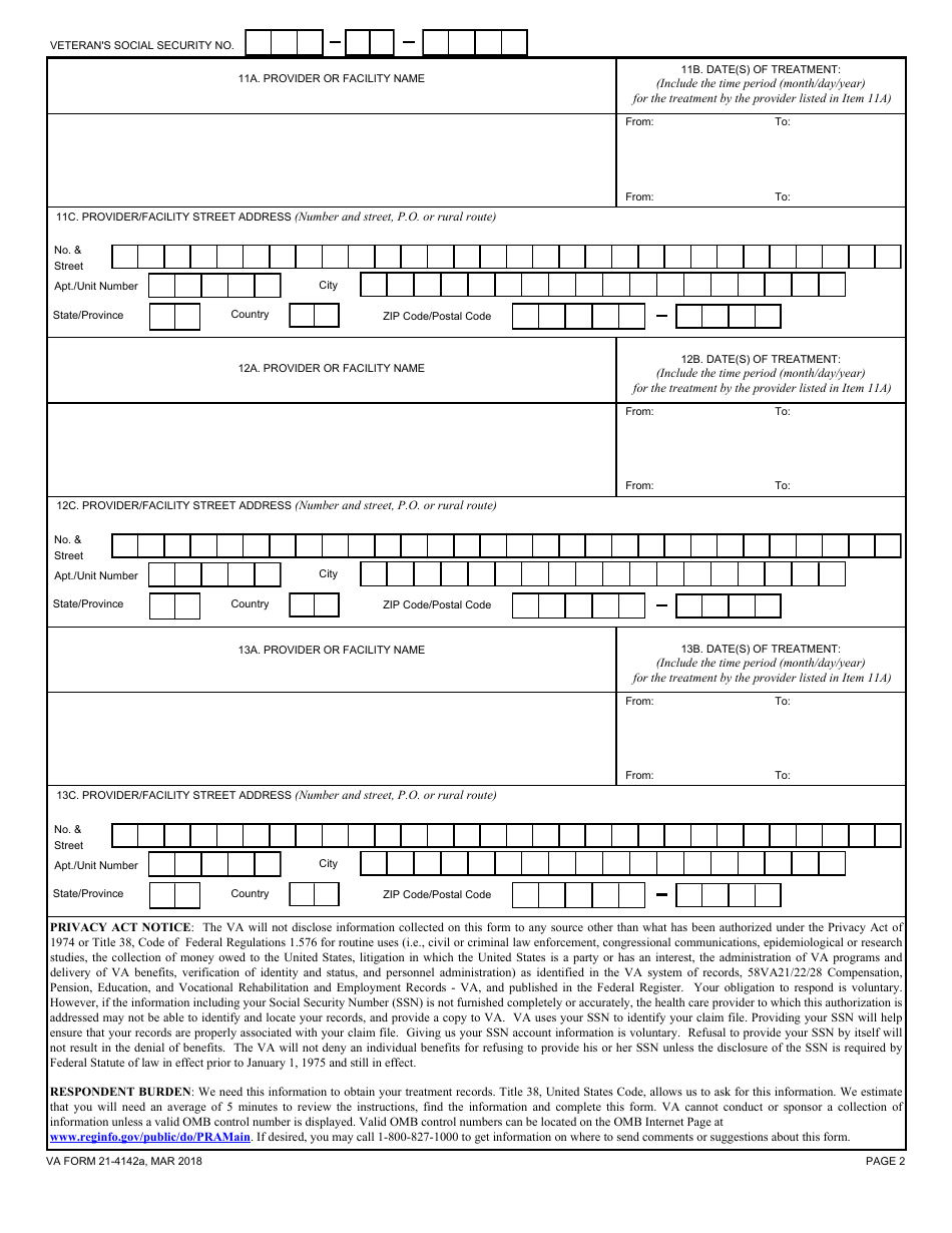 VA Form 21 4142 Fill Out Sign Online And Download Fillable PDF Templateroller