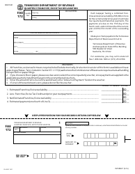Form FAE172 Quarterly Franchise, Excise Tax Declaration - Tennessee