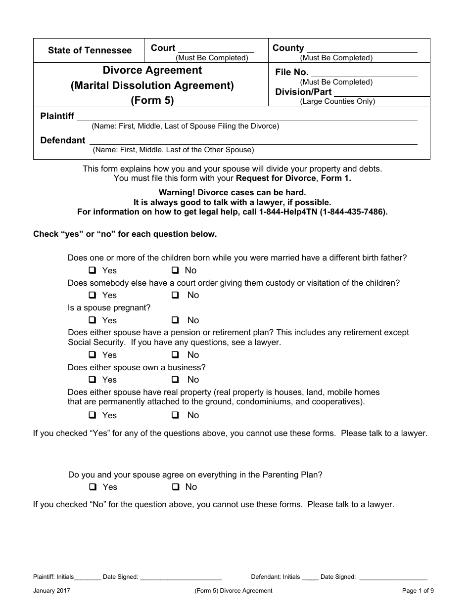 Request for Agreed Divorce With Children - Tennessee, Page 22