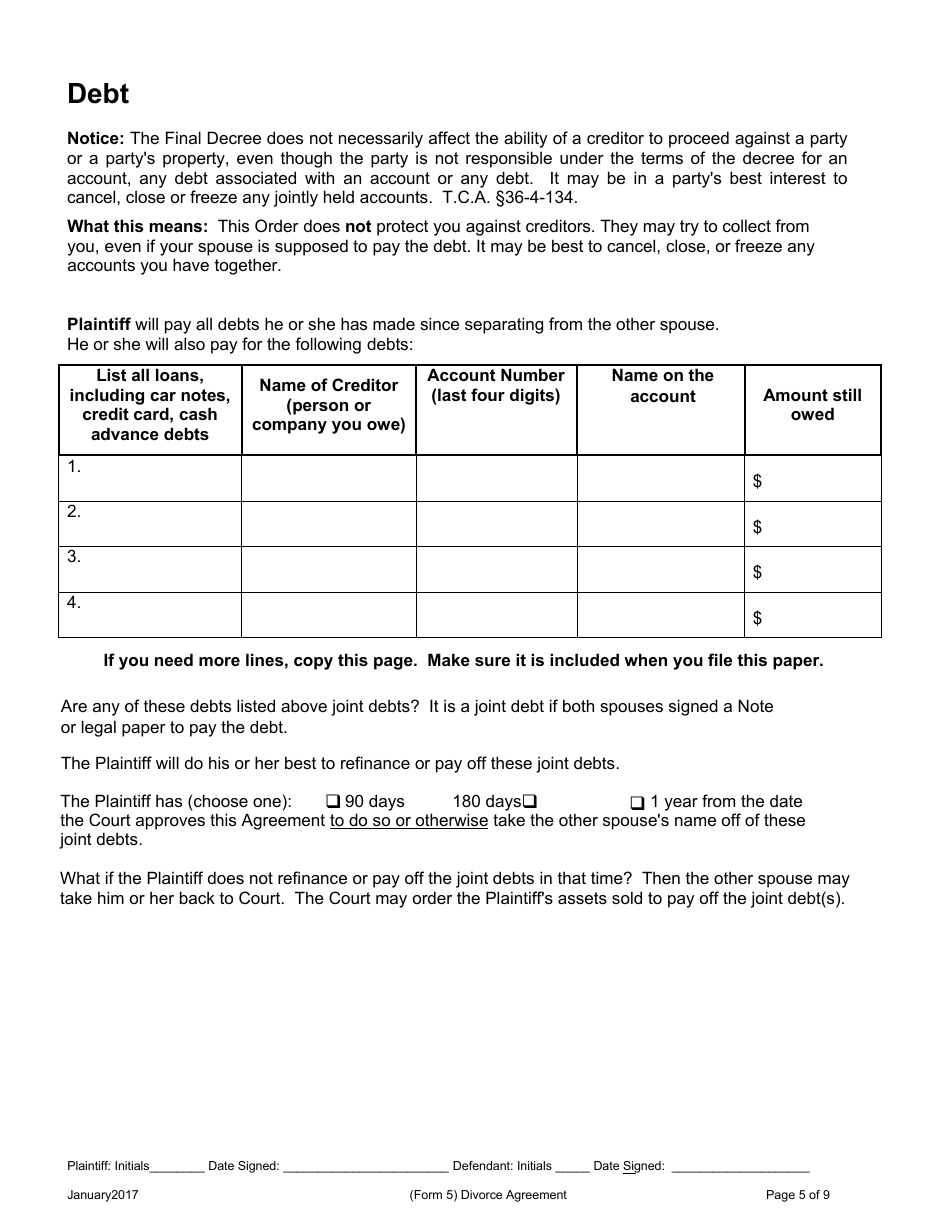 Request for Agreed Divorce With Children - Tennessee, Page 26