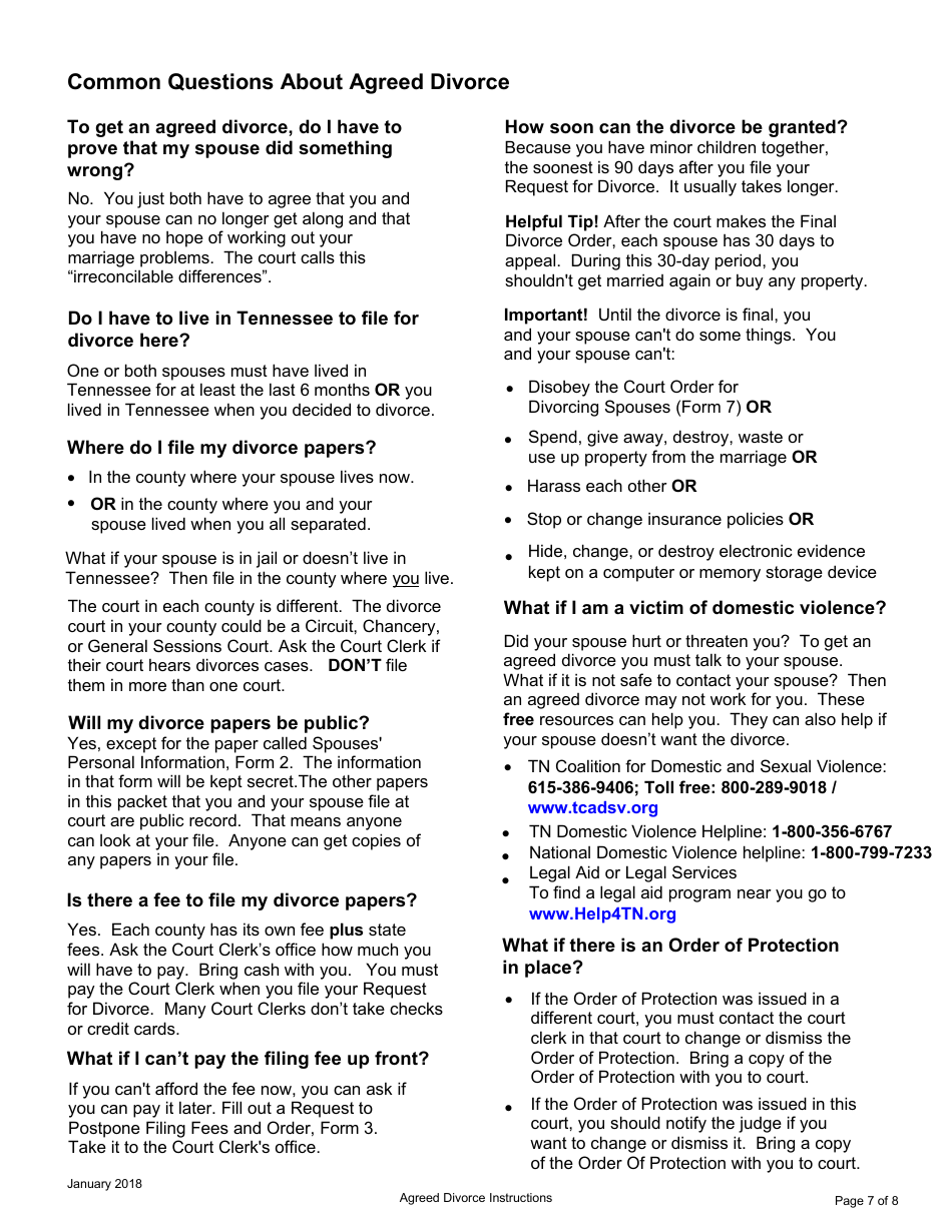 Request for Agreed Divorce With Children - Tennessee, Page 7