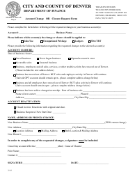 Document preview: Account Change or Closure Request Form - City and County of Denver, Colorado