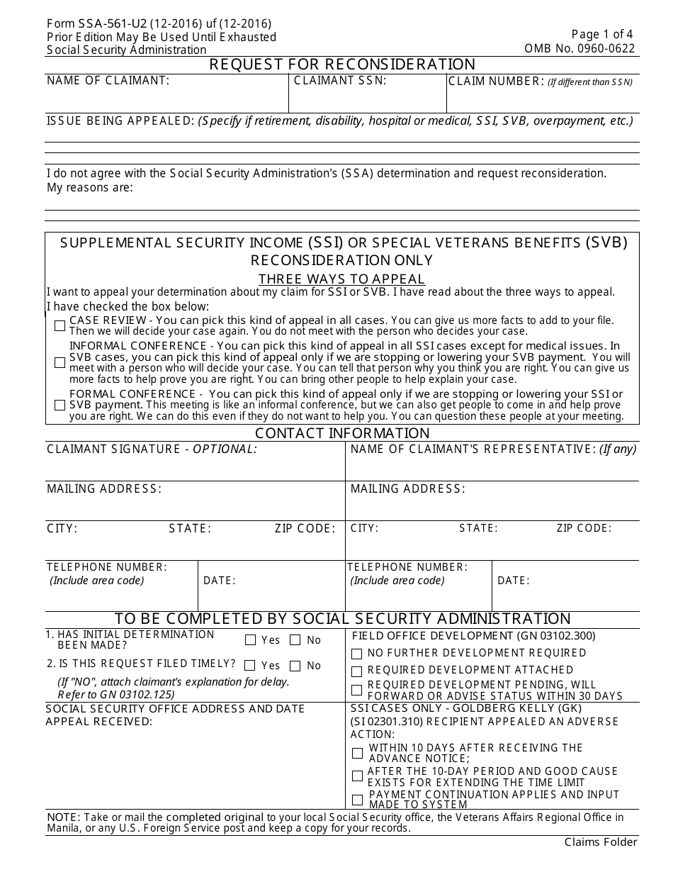 Form Ssa 561 U2 Fill Out Sign Online And Download Fillable Pdf Templateroller 9701