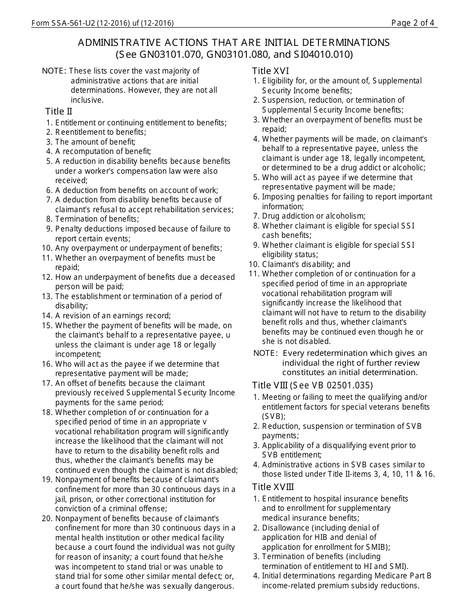 Form SSA 561 U2 Fill Out Sign Online And Download Fillable PDF   Page 2 Thumb 950 