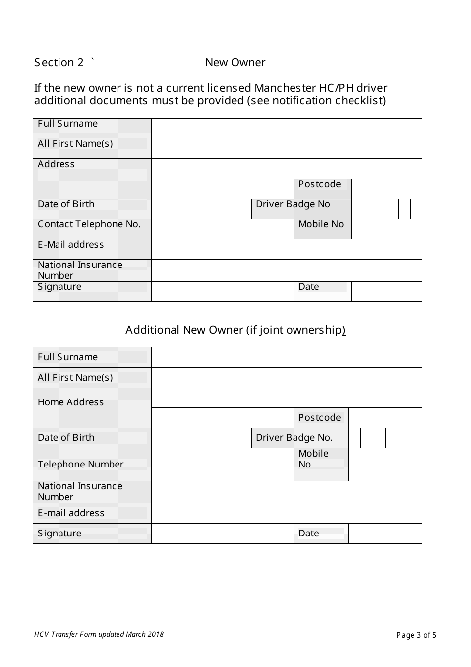 Notification of Transfer of Hackney Carriage or Private Hire Vehicle Licence - Manchester City, Greater Manchester, United Kingdom, Page 3
