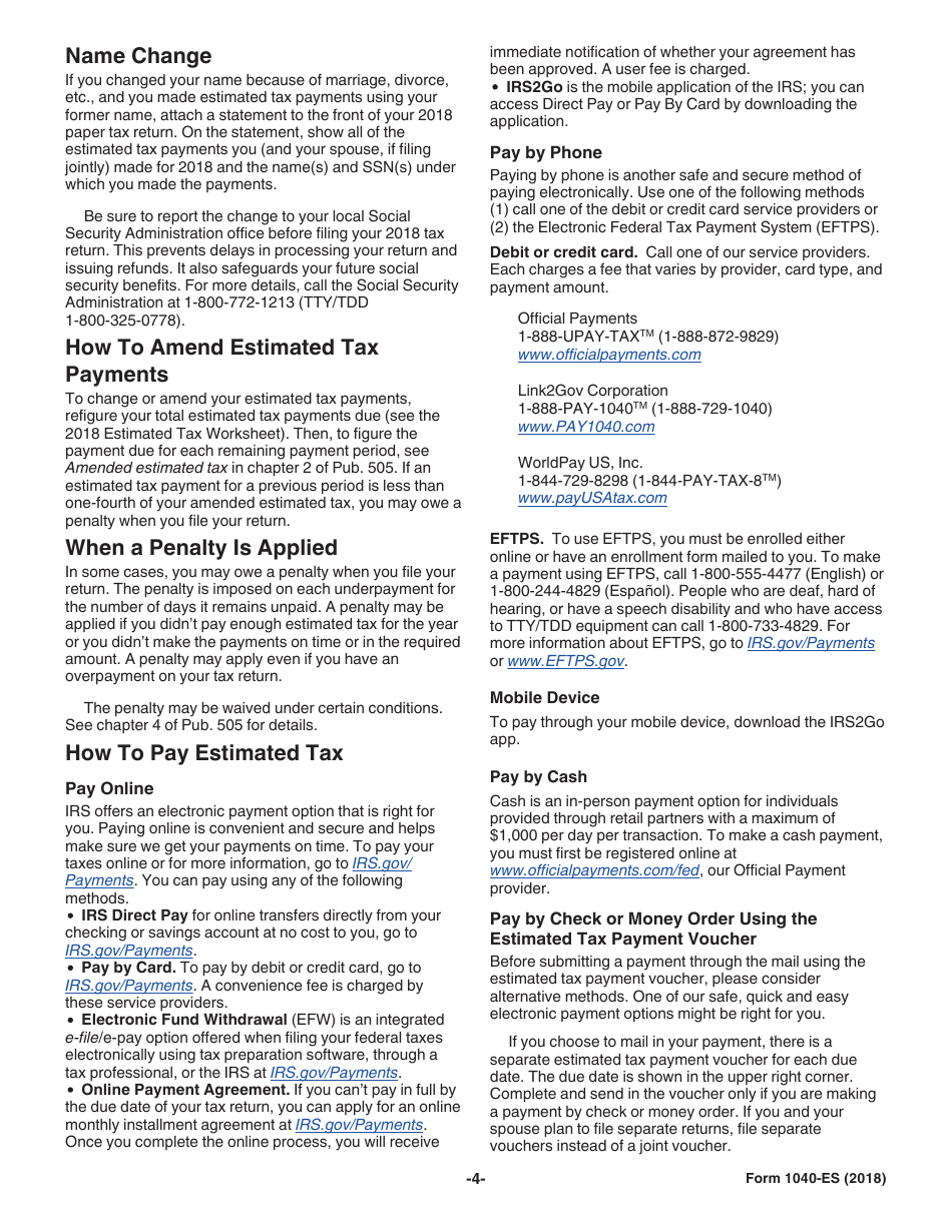 Irs Form 1040 Es 2018 Fill Out Sign Online And Download Fillable Pdf Templateroller 3945