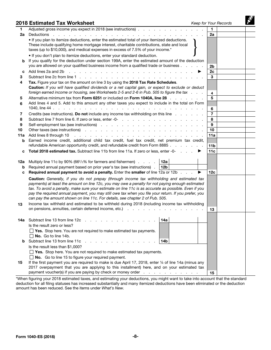 IRS Form 1040-ES Estimated Tax for Individuals, Page 8