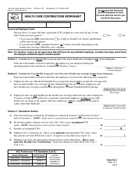 VT Form HC-1 Health Care Contributions Worksheet - Vermont