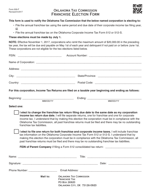 OTC Form 200-F  Printable Pdf