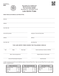Document preview: OTC Form MV-21-A Lien Entry Form - Oklahoma