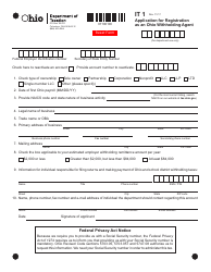 Form IT1 &quot;Application for Registration as an Ohio Withholding Agent&quot; - Ohio