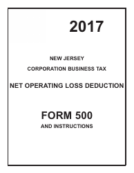 Form 500 Net Operating Loss Deduction - Corporation Business Tax - New Jersey
