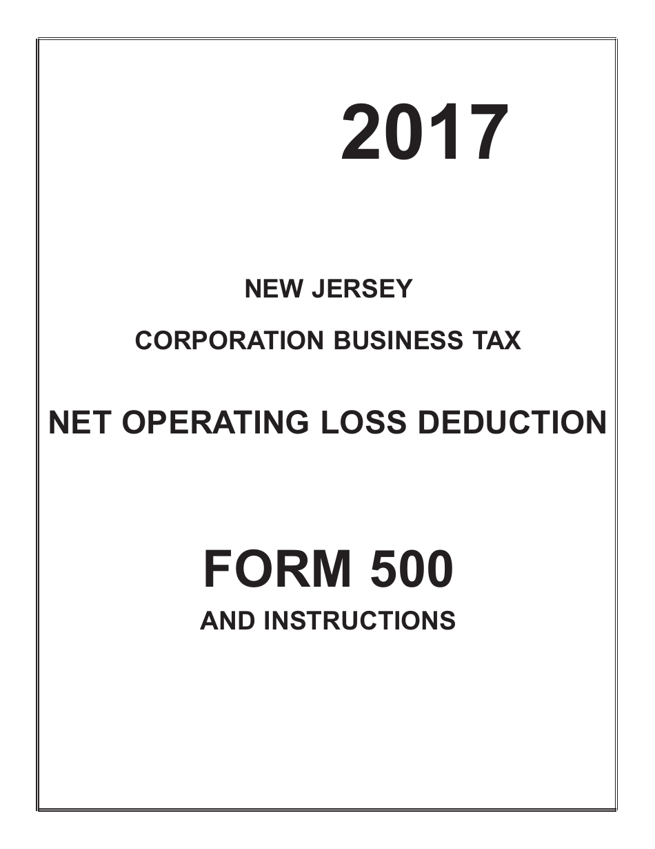 Form 500 Net Operating Loss Deduction - Corporation Business Tax - New Jersey, Page 1