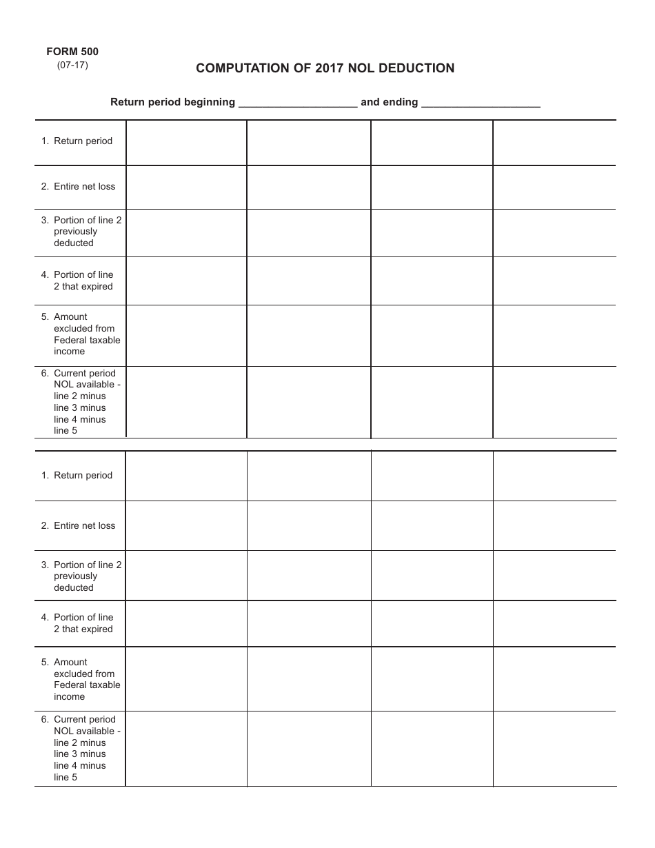 Form 500 Net Operating Loss Deduction - Corporation Business Tax - New Jersey, Page 4
