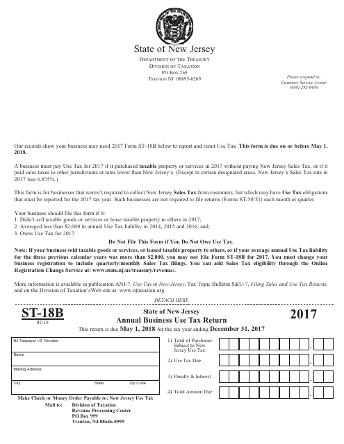 Form ST-18B 2017 Printable Pdf