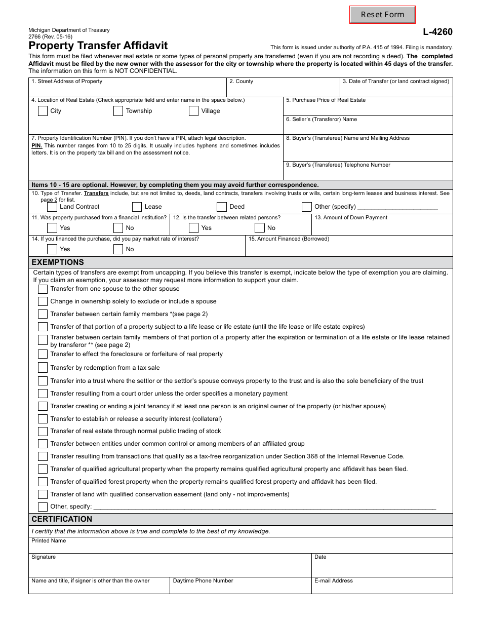 Form 2766 (L-4260) - Fill Out, Sign Online and Download Fillable PDF ...