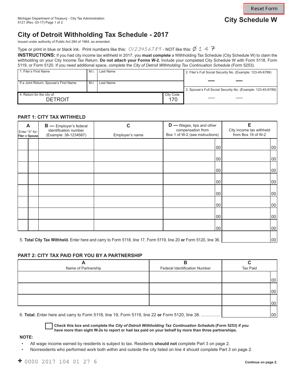 form-5121-schedule-w-download-fillable-pdf-or-fill-online-city-of