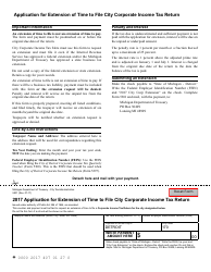 Document preview: Application for Extension of Time to File City Corporate Income Tax Return - City of Detroit, Michigan