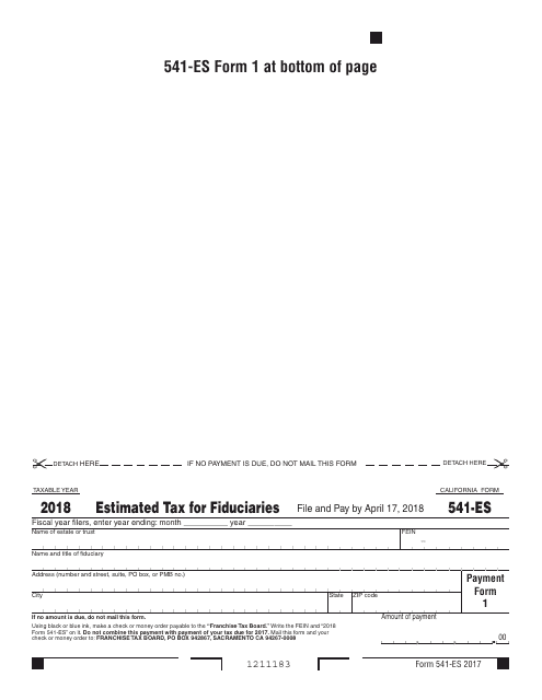 Form 541-ES Estimated Tax for Fiduciaries - California, 2018