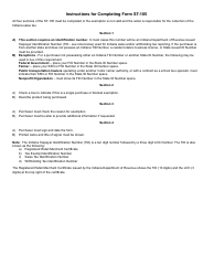 State Form 49065 (ST-105) &quot;General Sales Tax Exemption Certificate&quot; - Indiana, Page 2