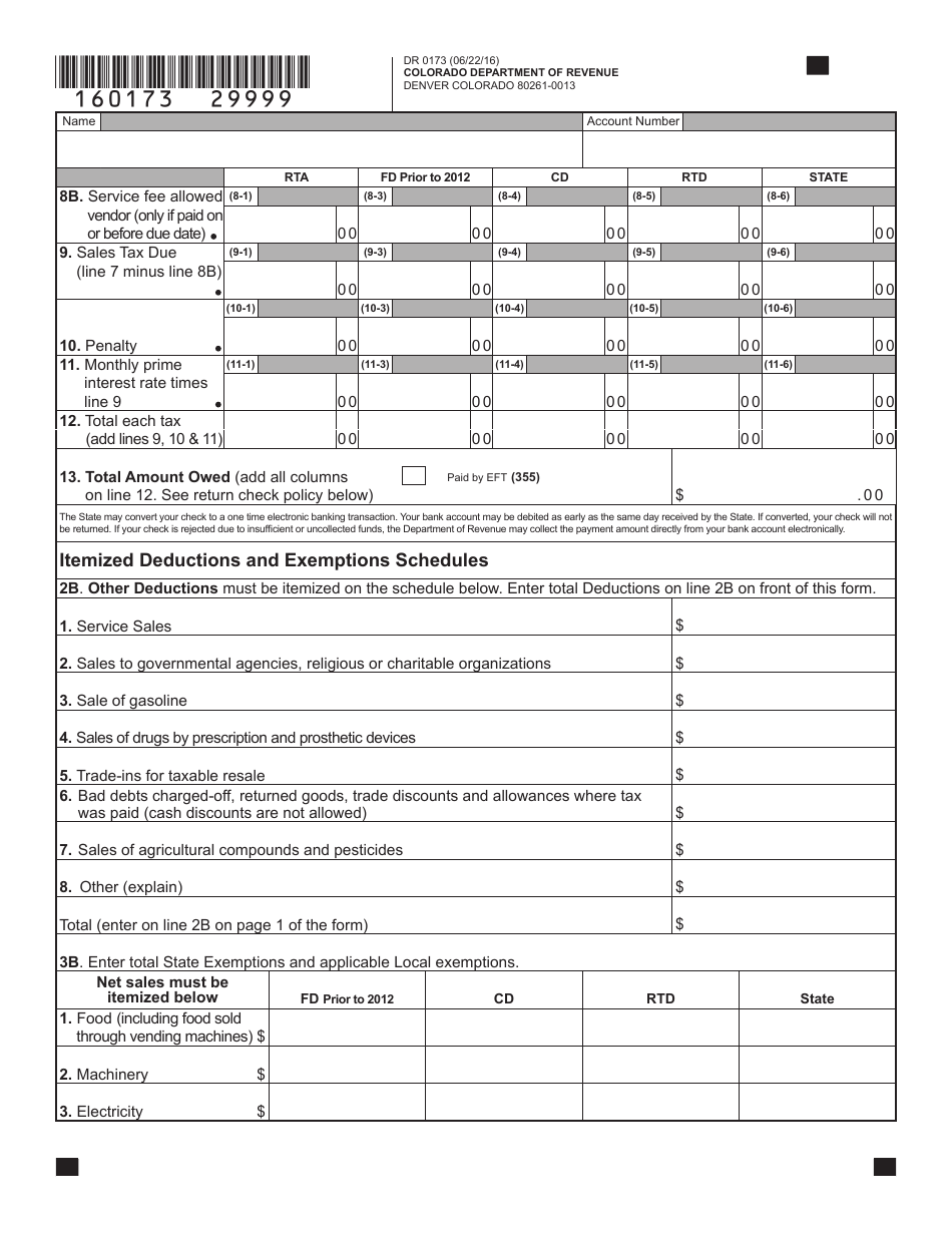 Form DR0173 Retailers Use Tax Return - Colorado, Page 4
