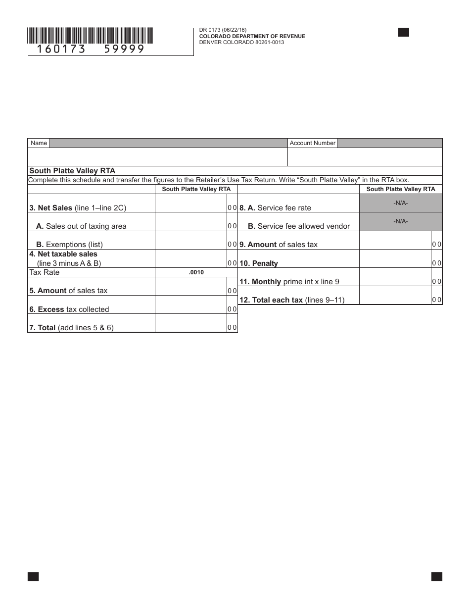 Form DR0173 Retailers Use Tax Return - Colorado, Page 7