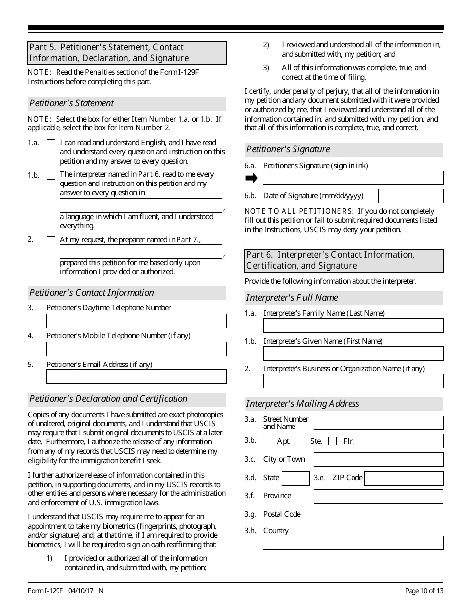 Uscis Form I 129f Fill Out Sign Online And Download Fillable Pdf Templateroller 7245