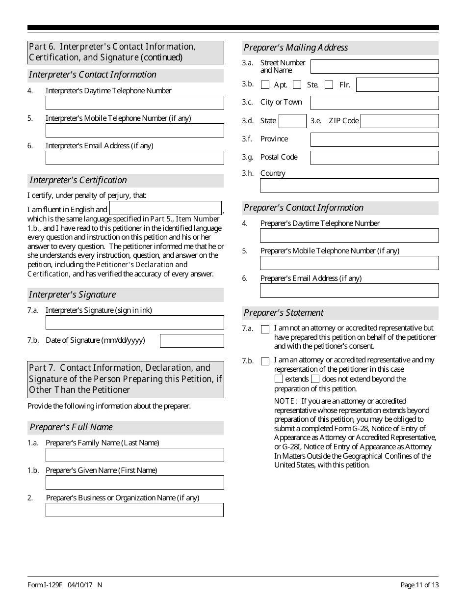 USCIS Form I-129F Petition for Alien Fiance(E), Page 11