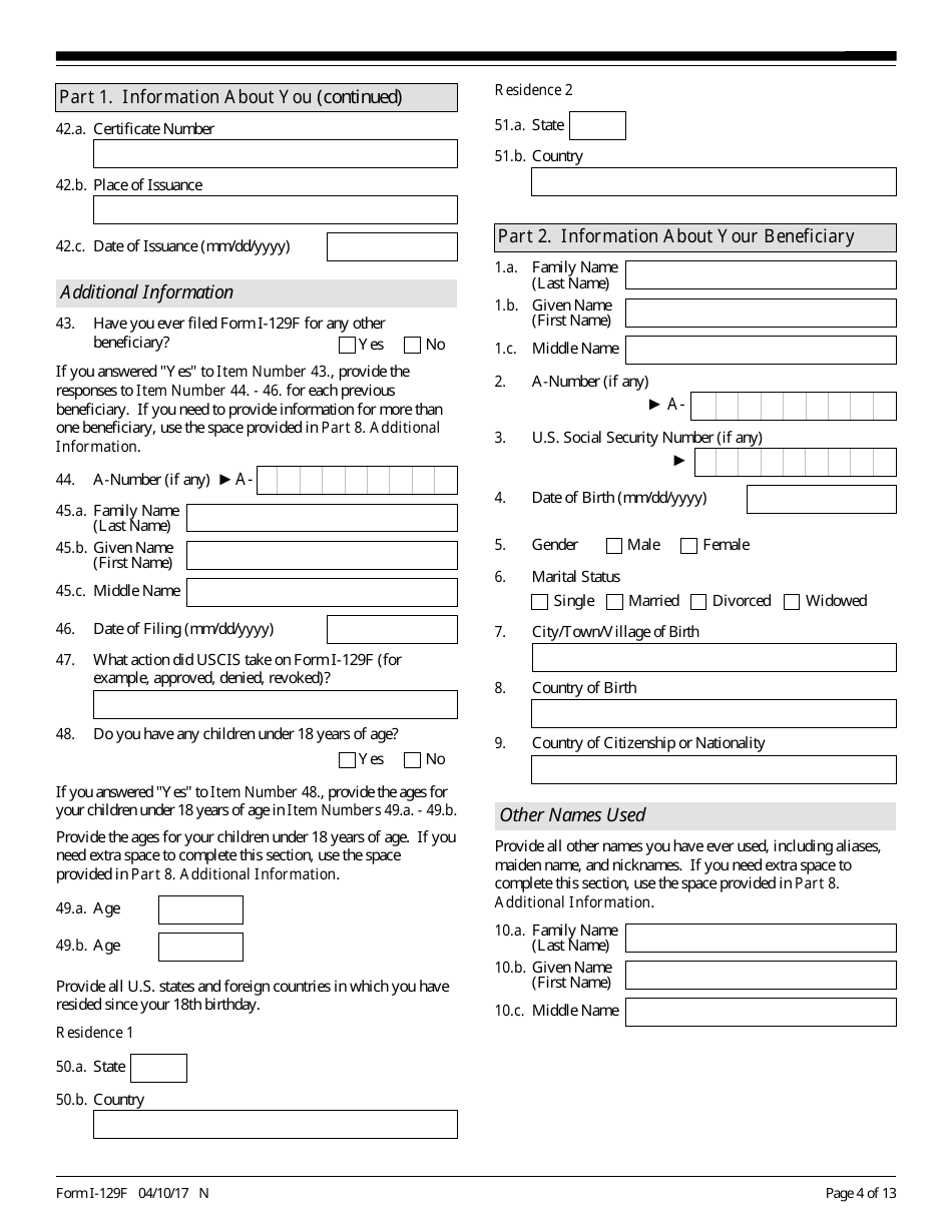 USCIS Form I-129F - Fill Out, Sign Online and Download Fillable PDF ...